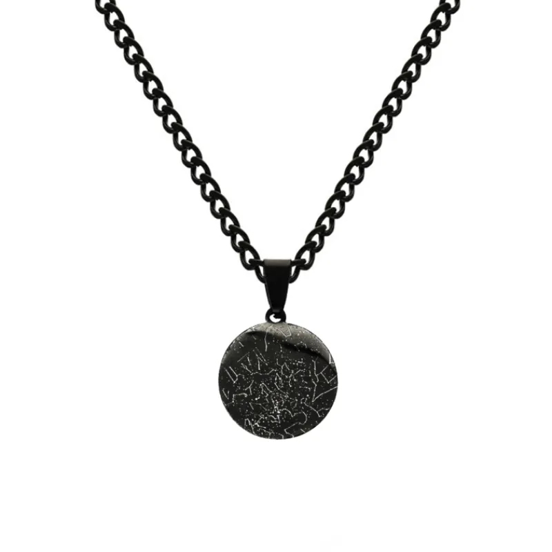 Finaste Graveerbare heren ketting sterrenhemel zwart Fashion