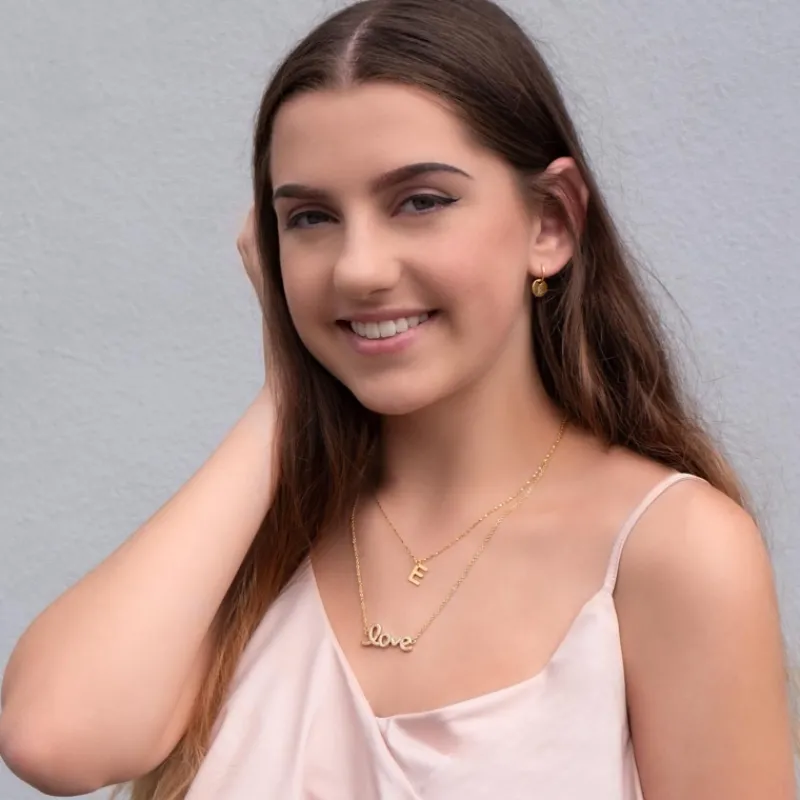 Finaste Graveerbare Initial Oorbellen Goud kleurig Outlet