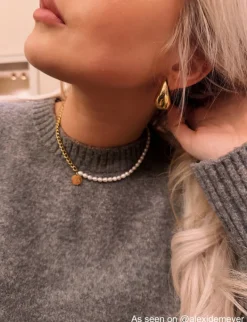 Finaste Graveerbare Ketting Chain & Pearl kleur goud Best
