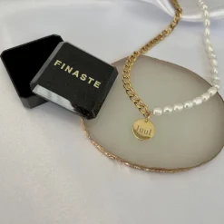 Finaste Graveerbare Ketting Chain & Pearl kleur goud Best