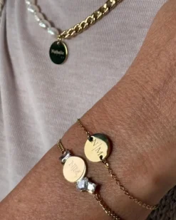 Finaste Graveerbare Ketting Chain & Pearl kleur goud Best