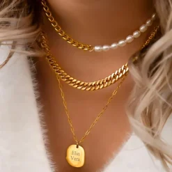 Finaste Graveerbare ketting charm goud kleurig Hot