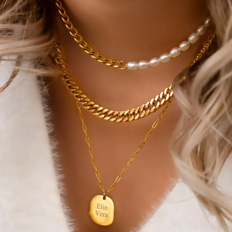 Finaste Graveerbare ketting charm goud kleurig Hot