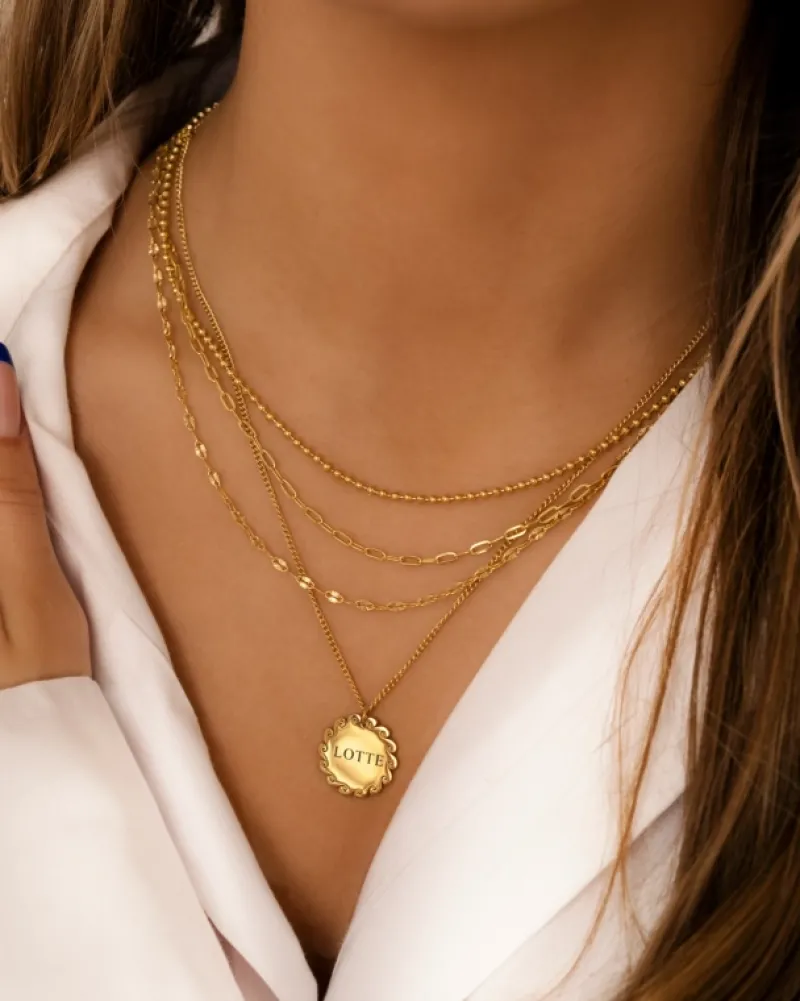 Finaste Graveerbare ketting waves goudkleurig New
