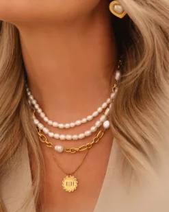 Finaste Graveerbare ketting waves goudkleurig New