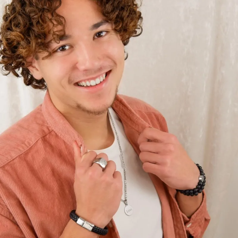 Finaste Graveerbare mannen ketting met munt New