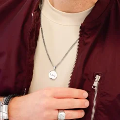 Finaste Graveerbare mannen ketting met munt New