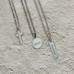Finaste Graveerbare mannen ketting met munt New