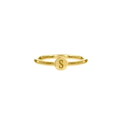 Finaste Graveerbare minimalistische ring met muntje goud kleurig Best
