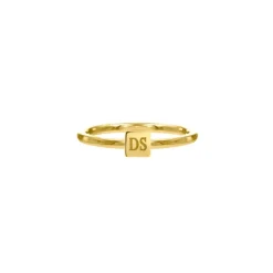 Finaste Graveerbare minimalistische ring met vierkantje goud kleurig Fashion