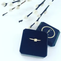 Finaste Graveerbare minimalistische ring met vierkantje goud kleurig Fashion