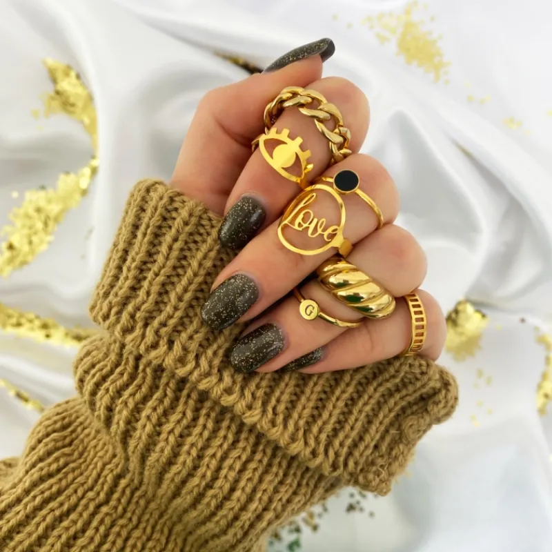 Finaste Graveerbare minimalistische ring met muntje goud kleurig Best