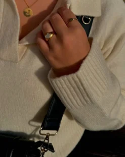 Finaste Graveerbare minimalistische ring met muntje goud kleurig Best