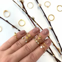Finaste Graveerbare minimalistische ring met muntje goud kleurig Best