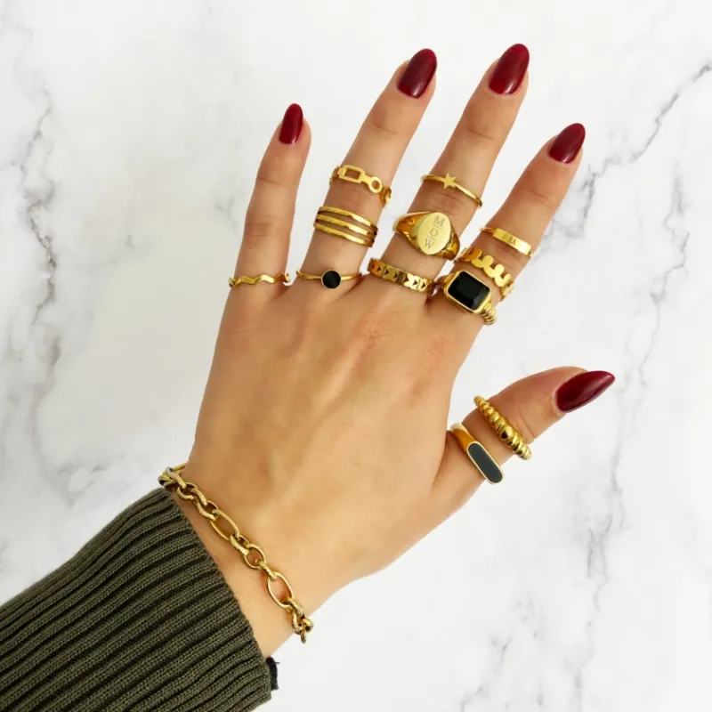 Finaste Graveerbare ring bar gold plated Discount