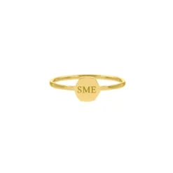 Finaste Graveerbare ring hexagon goud kleurig New