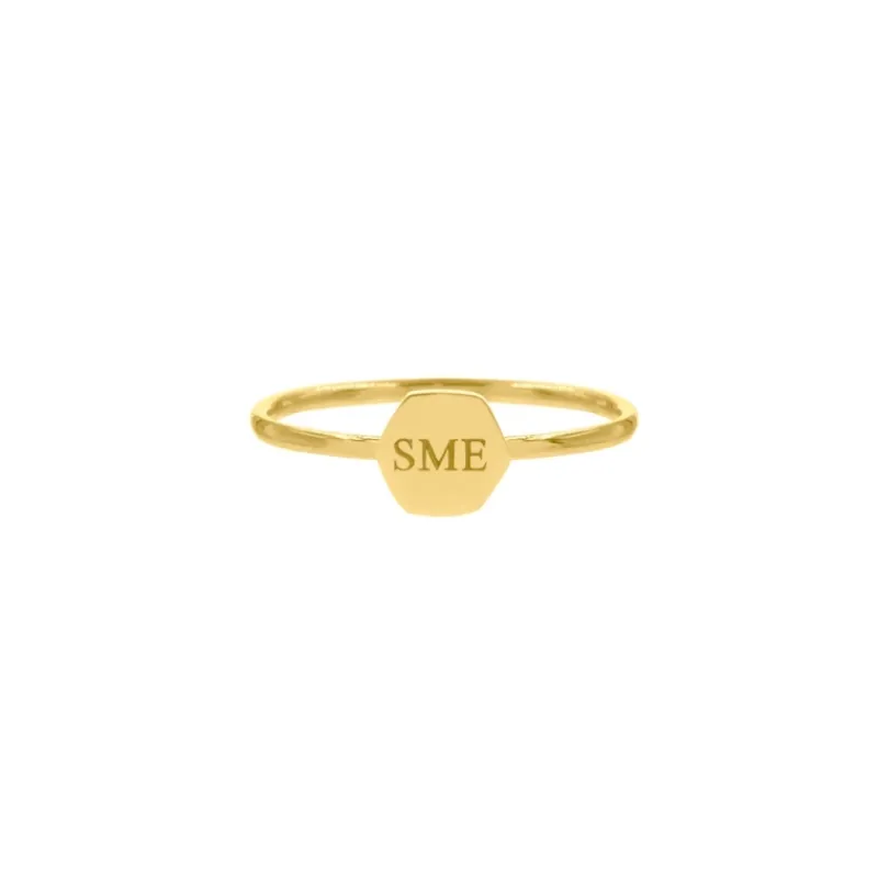 Finaste Graveerbare ring hexagon goud kleurig New