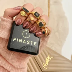 Finaste Graveerbare ring hexagon goud kleurig New