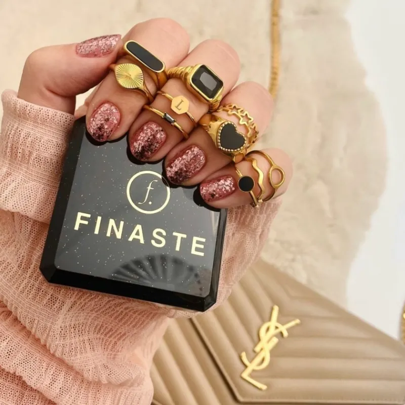 Finaste Graveerbare ring hexagon goud kleurig New