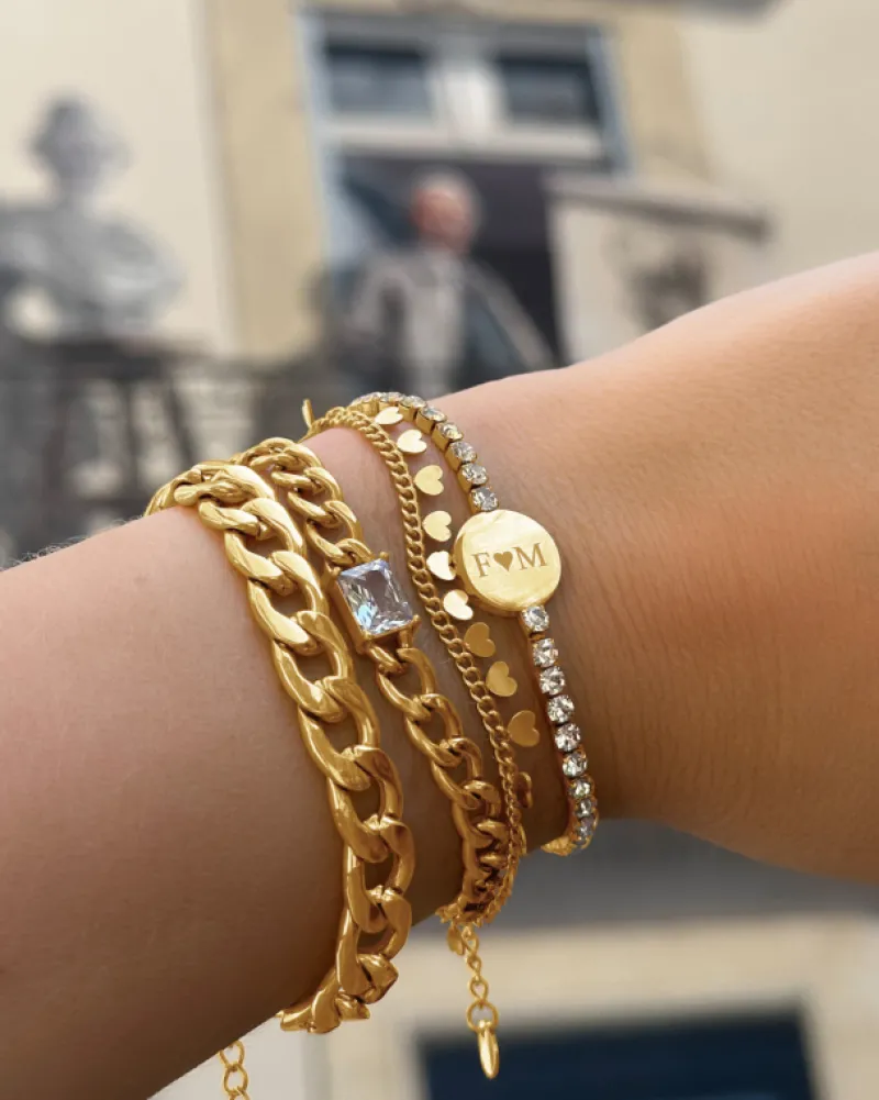 Finaste Graveerbare Tennis Armband Goudkleurig Discount
