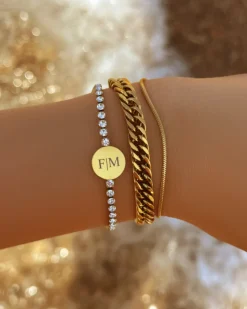 Finaste Graveerbare Tennis Armband Goudkleurig Discount