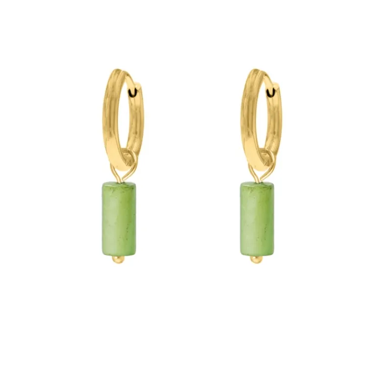 Finaste Green shell earrings goldplated Online