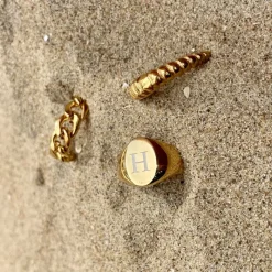 Finaste Grote zegelring 1 letter goud kleurig Clearance