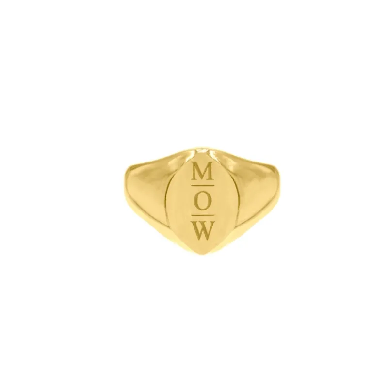 Finaste Grote zegelring 3 letters goud kleurig Clearance