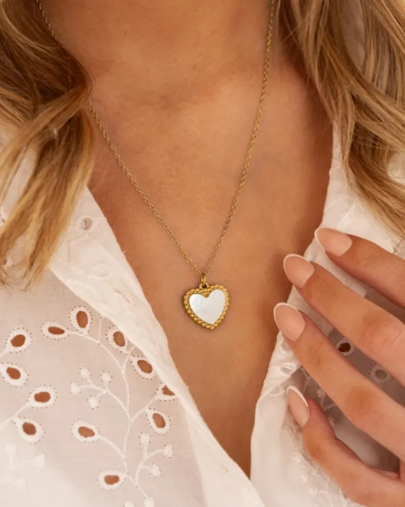 Finaste Hartjes ketting parelmoer goudkleurig Outlet