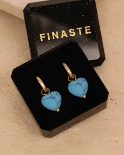 Finaste Heart earrings turquoise goldplated Outlet