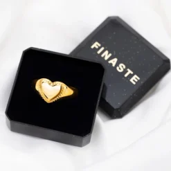 Finaste Heart Zegelring Goudkleurig Sale