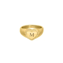 Finaste Heart Zegelring Met Initials Goudkleurig New