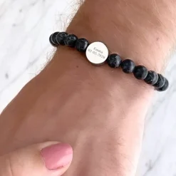 Finaste Heren armband graveren zwart marmer Fashion