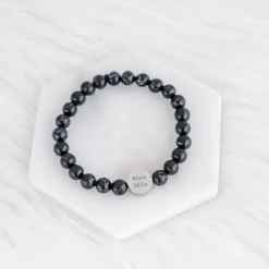 Finaste Heren armband graveren zwart marmer Fashion