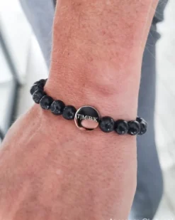 Finaste Heren armband graveren zwart marmer Fashion