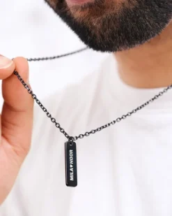 Finaste Heren ketting met tekst zwart Best