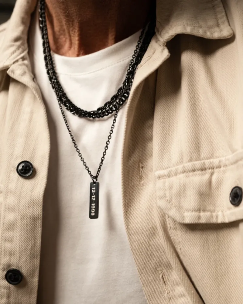 Finaste Heren ketting met tekst zwart Best