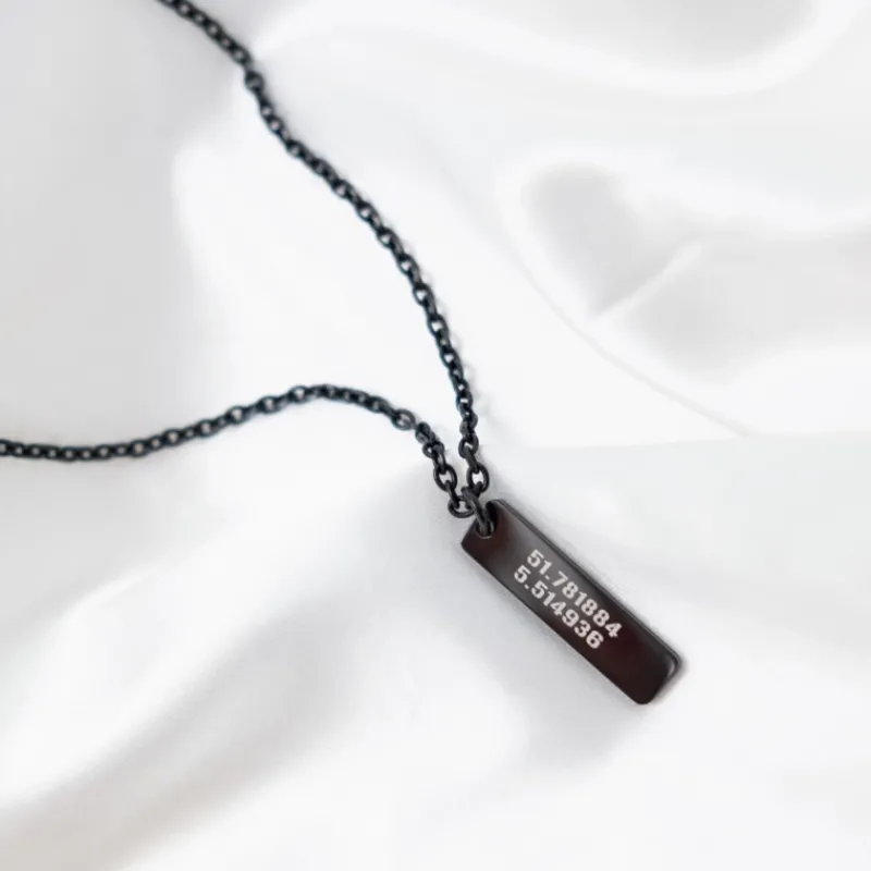 Finaste Heren ketting met tekst zwart Best