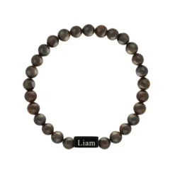 Finaste Heren kralen armband met naam bruin Fashion