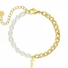 Finaste Initial armband chain & pearl kleur goud Online