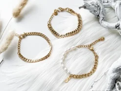 Finaste Initial armband chain & pearl kleur goud Online
