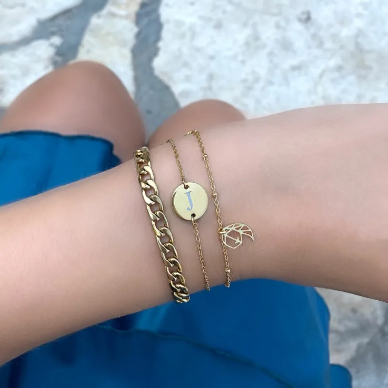 Finaste Initial Armband Coin Goud Kleurig Hot