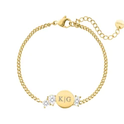 Finaste Initial armband high-end stones goudkleurig New