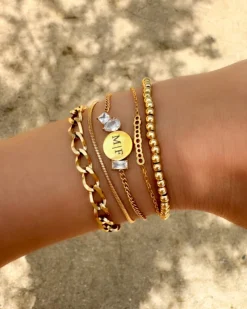 Finaste Initial armband high-end stones goudkleurig New
