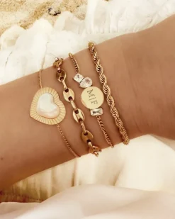 Finaste Initial armband high-end stones goudkleurig New