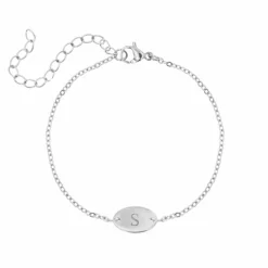 Finaste Initial armband met ovaal muntje Fashion