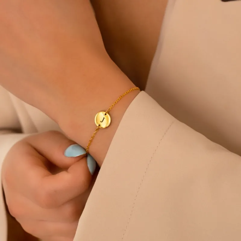 Finaste Initial Armband Mini Coin Goud Kleurig Best