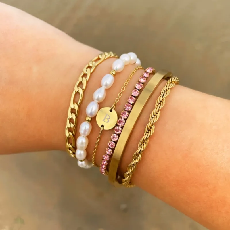 Finaste Initial Armband Mini Coin Goud Kleurig Best