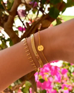 Finaste Initial Armband Mini Coin Goud Kleurig Best