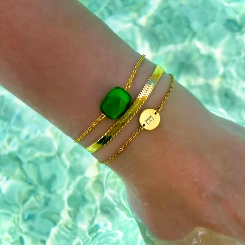 Finaste Initial Armband Mini Coin Goud Kleurig Best